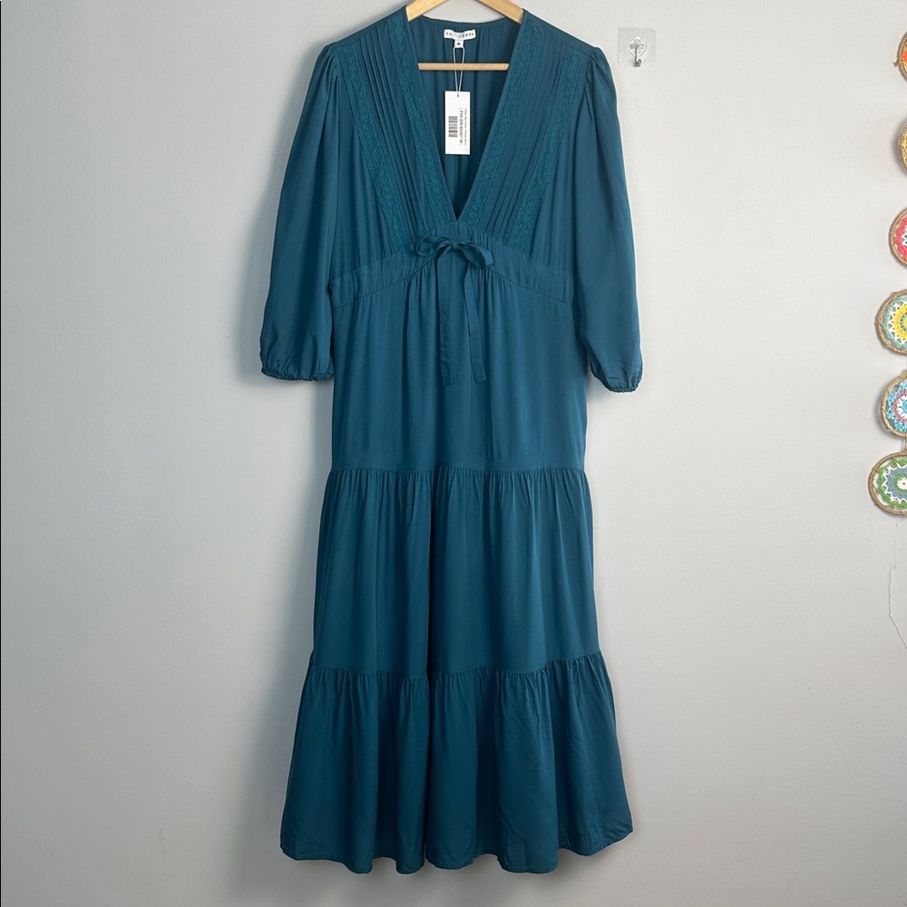NEW Baltic Born Phillips Maxi Dress Persian Blue Medium Lined Tiered 3/4 Sleeves - Picture 2 of 16